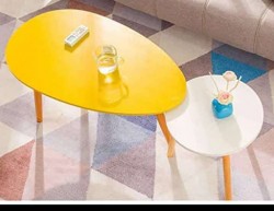 GUÉRIDON DEUX TONS BLANC ET JAUNE